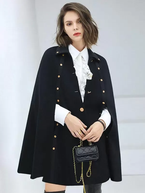 2024 Women's Woolen Poncho Coat Long Cape Spring Outerwear