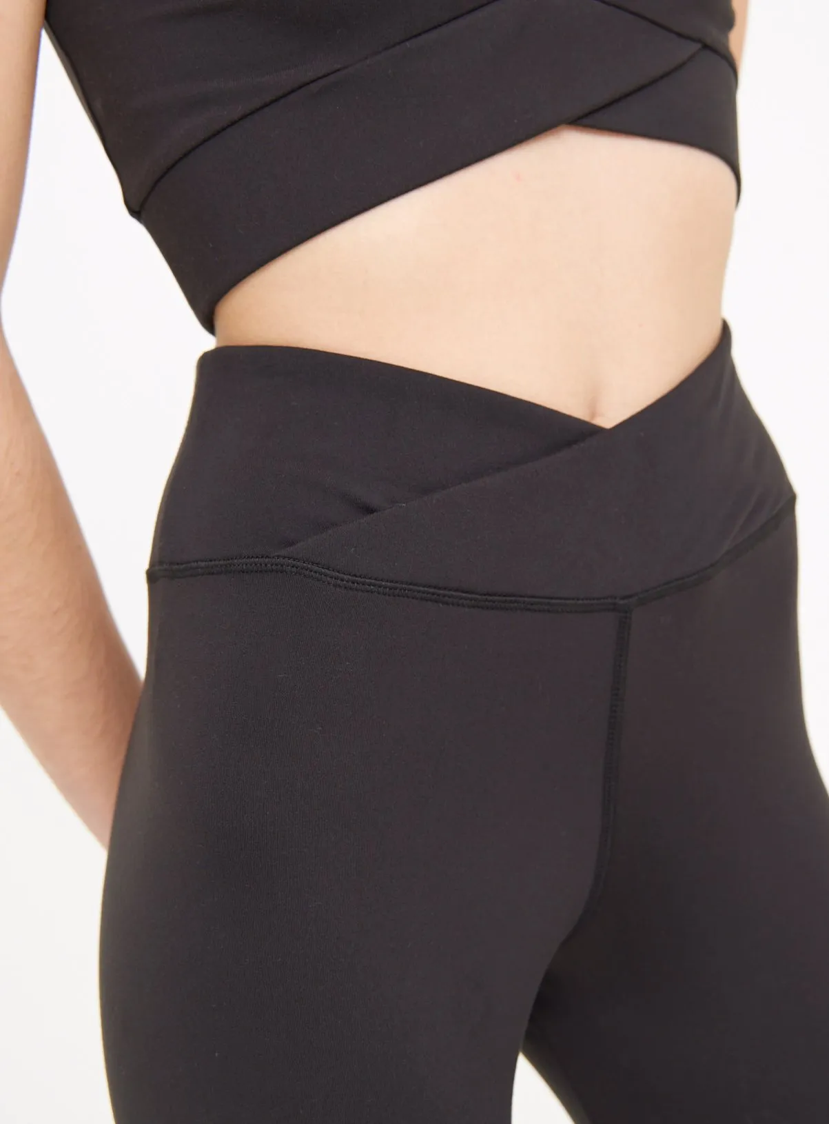 Active Black Wrap Waist Leggings XXL | Sports Leggings - Tu