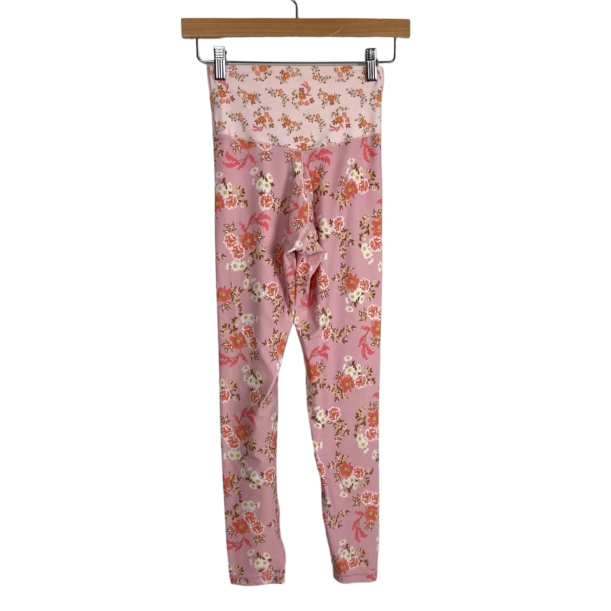 Aerie Pink Floral Leggings Size Small Crossover Waist Inseam 25