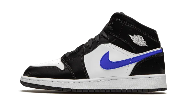 Air Jordan 1 Mid Black Racer Blue White - Men Shoe.