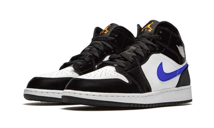 Air Jordan 1 Mid Black Racer Blue White - Men Shoe.