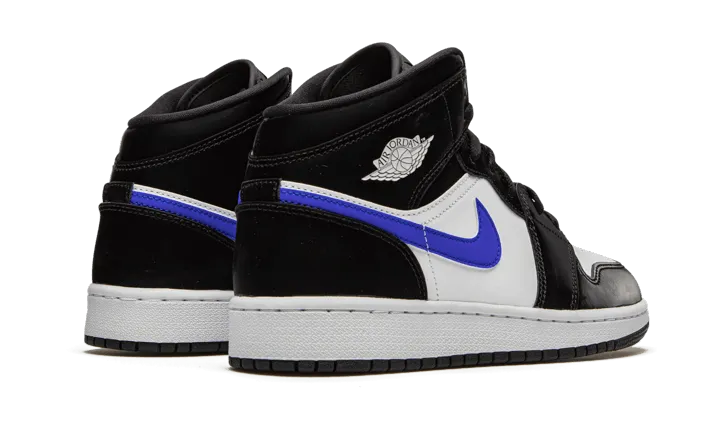 Air Jordan 1 Mid Black Racer Blue White - Men Shoe.