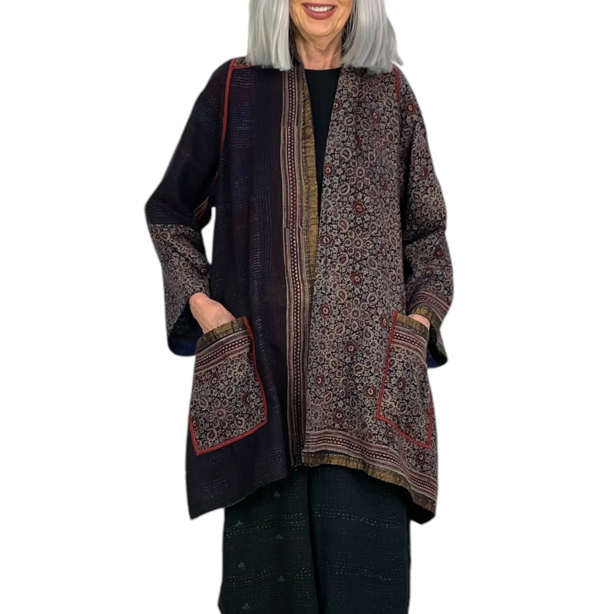 Ajrakh Print Ombre A-Line Coat