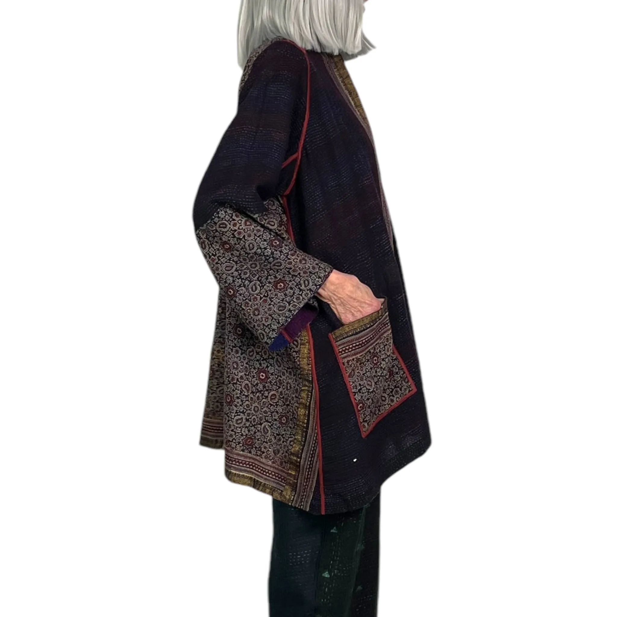 Ajrakh Print Ombre A-Line Coat