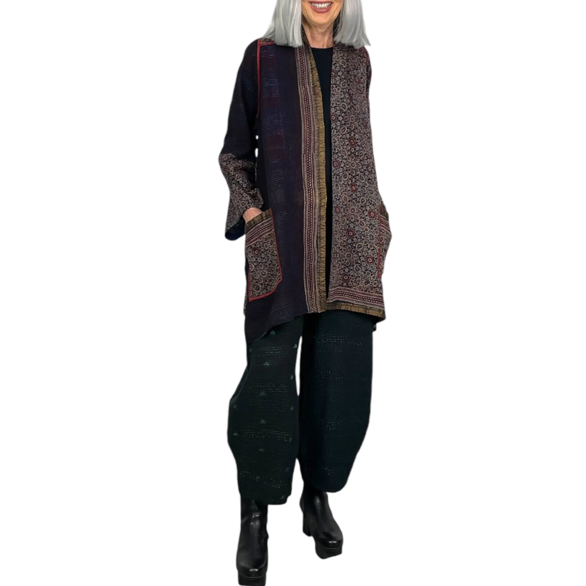 Ajrakh Print Ombre A-Line Coat