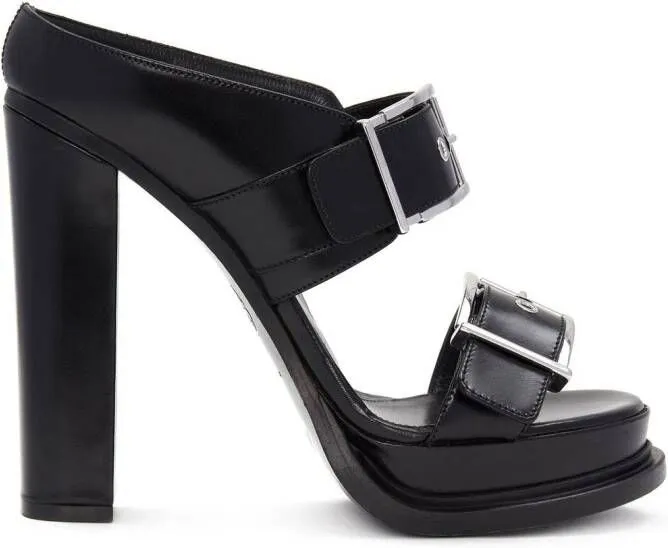 Alexander McQueen 120mm leather platform sandals Black