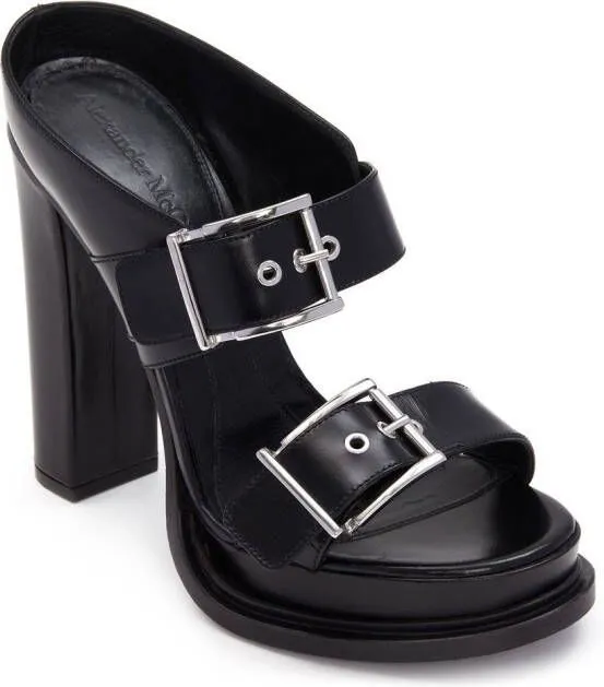 Alexander McQueen 120mm leather platform sandals Black