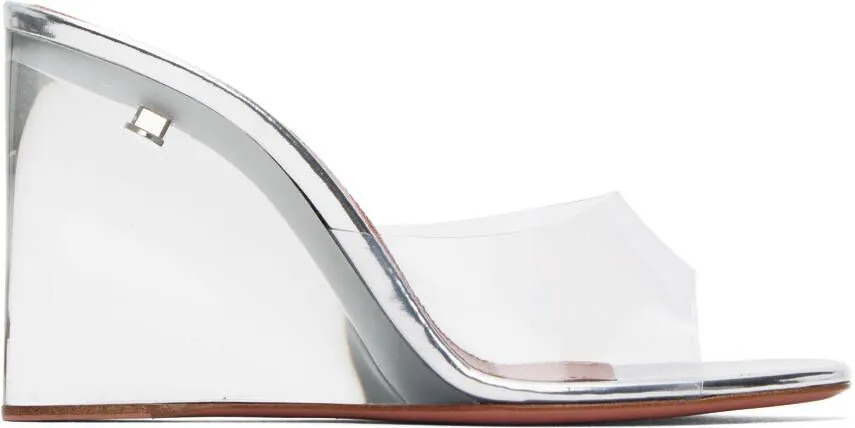 Amina Muaddi Clear Lupita Glass Wedge Heeled Sandals