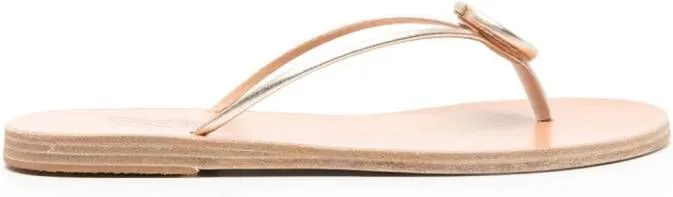 Strovilos Leather Flip Flops by Ancient Greek Sandals in Gold