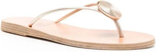 Strovilos Leather Flip Flops by Ancient Greek Sandals in Gold