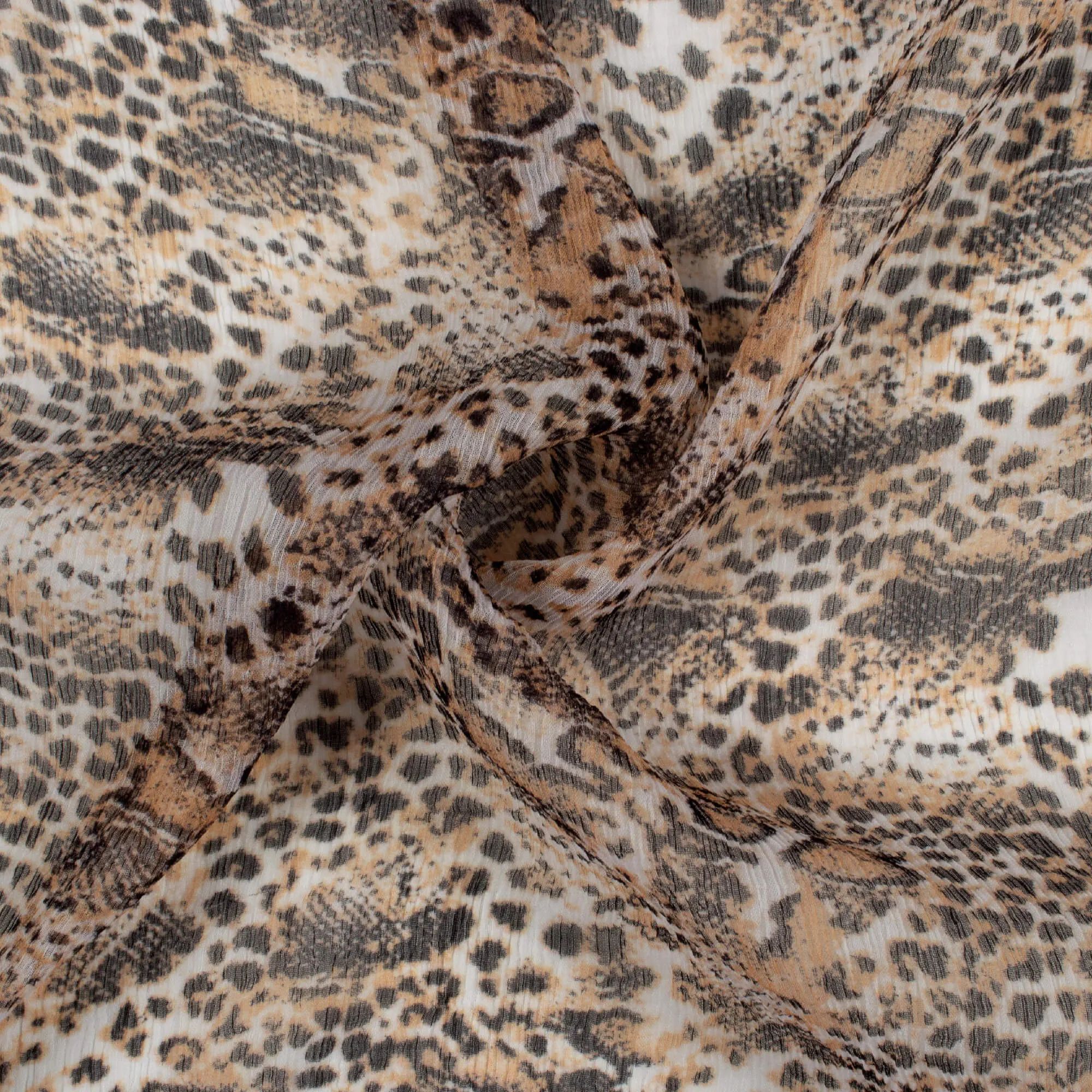 Animal Print Bemberg Chiffon Fabric - Black and Beige Digital Pattern