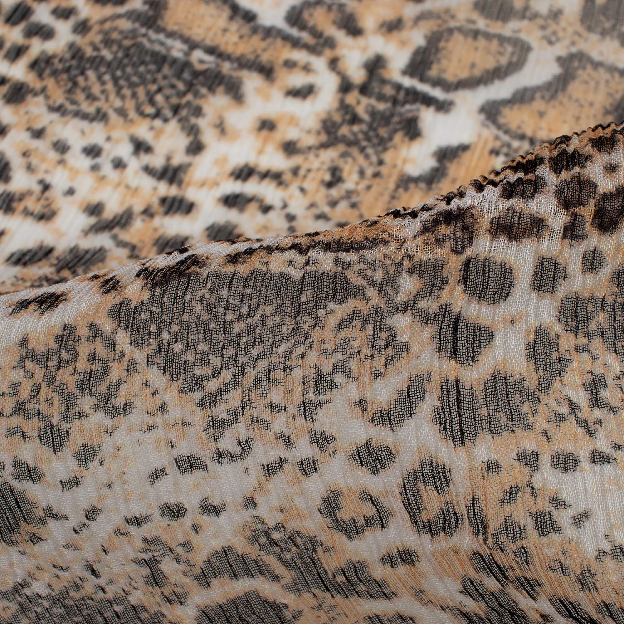 Animal Print Bemberg Chiffon Fabric - Black and Beige Digital Pattern