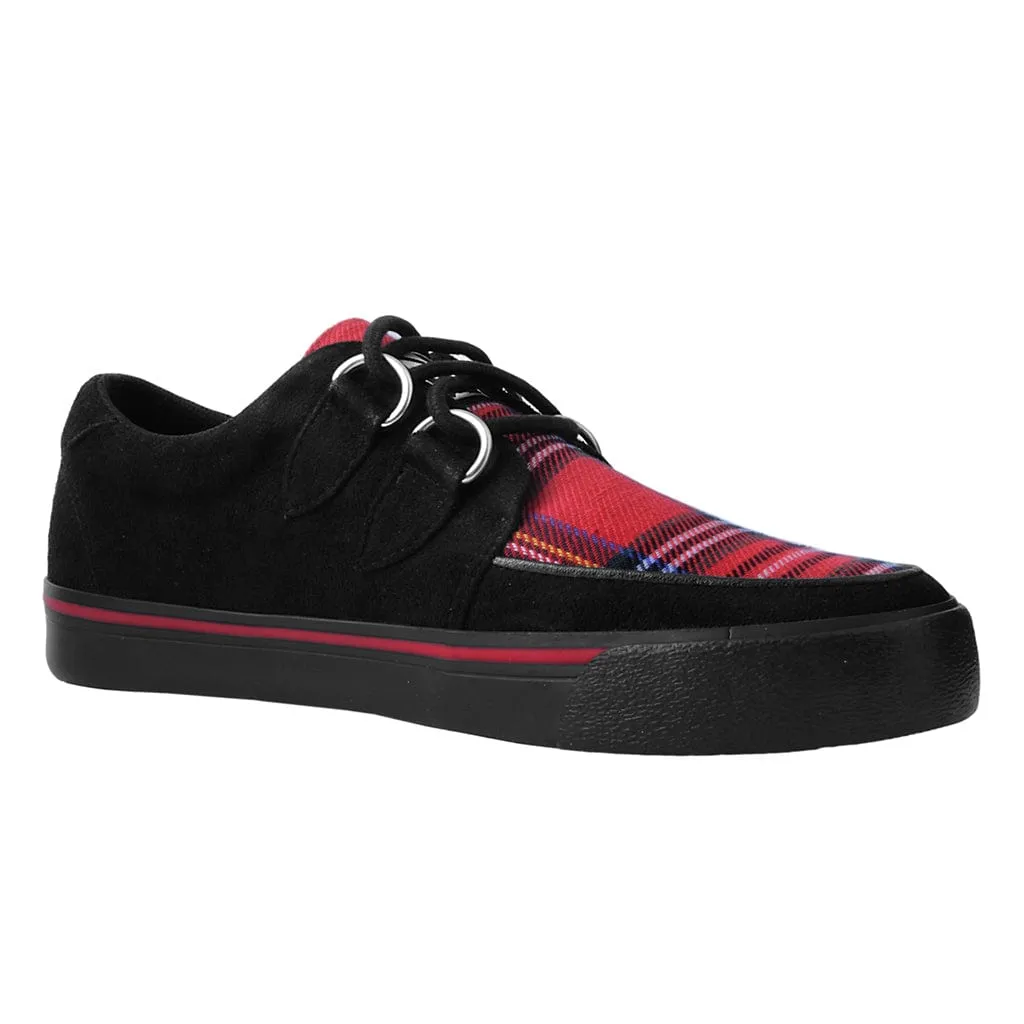 Black and Tartan Vegan Suede Creeper Sneaker