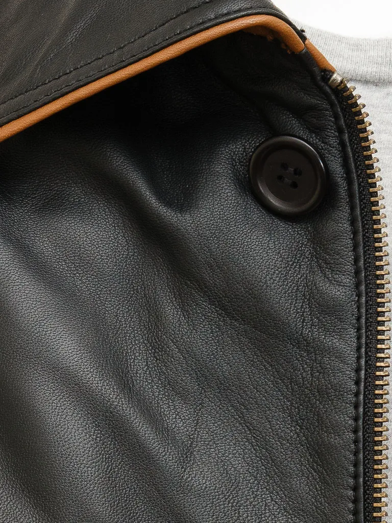 Black Leather Men's Coat: Cadeleigh