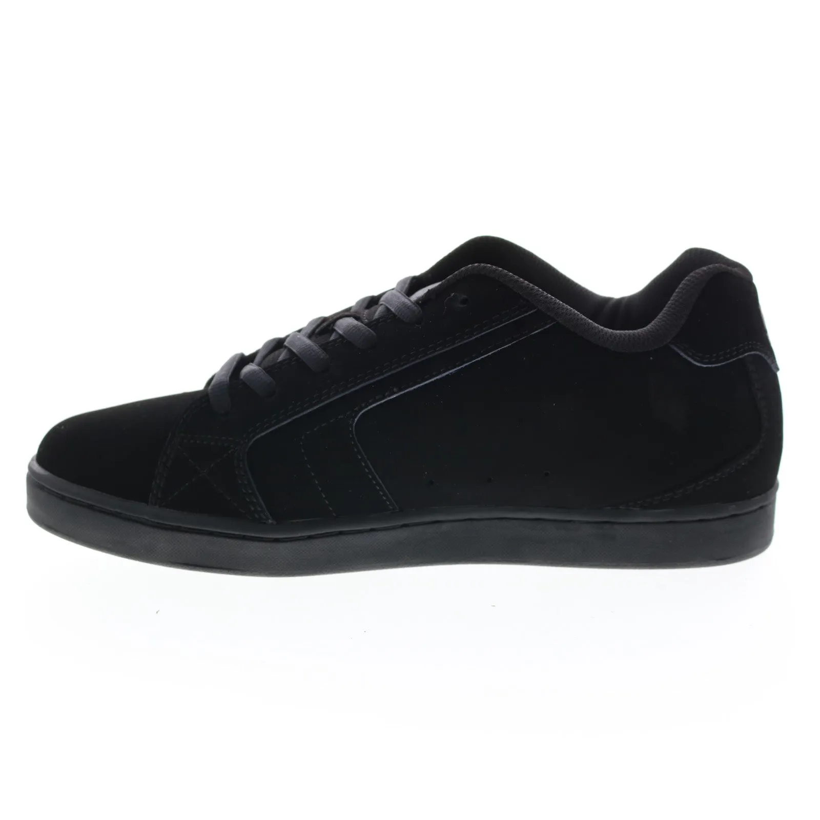 Black Nubuck Lace Up Skate Sneakers Shoes for Men - DC NET 302361-3BK