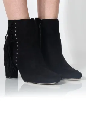 Black Suede Tassel Boots by Rosaleen