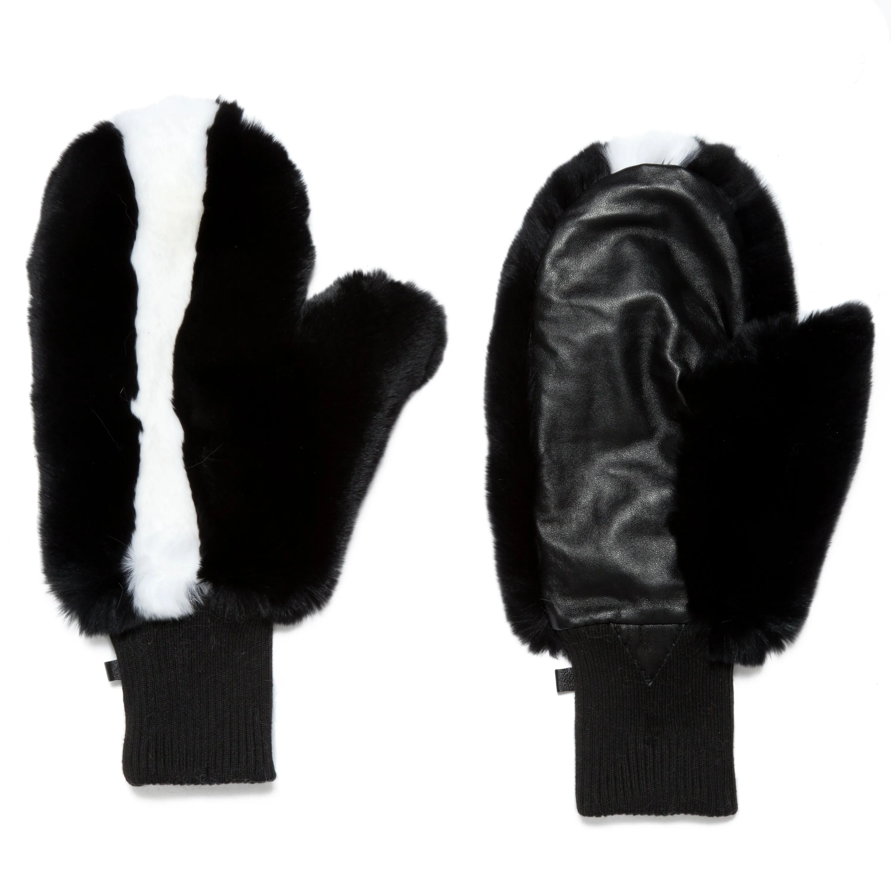 Black White Stripe Rex Mitten