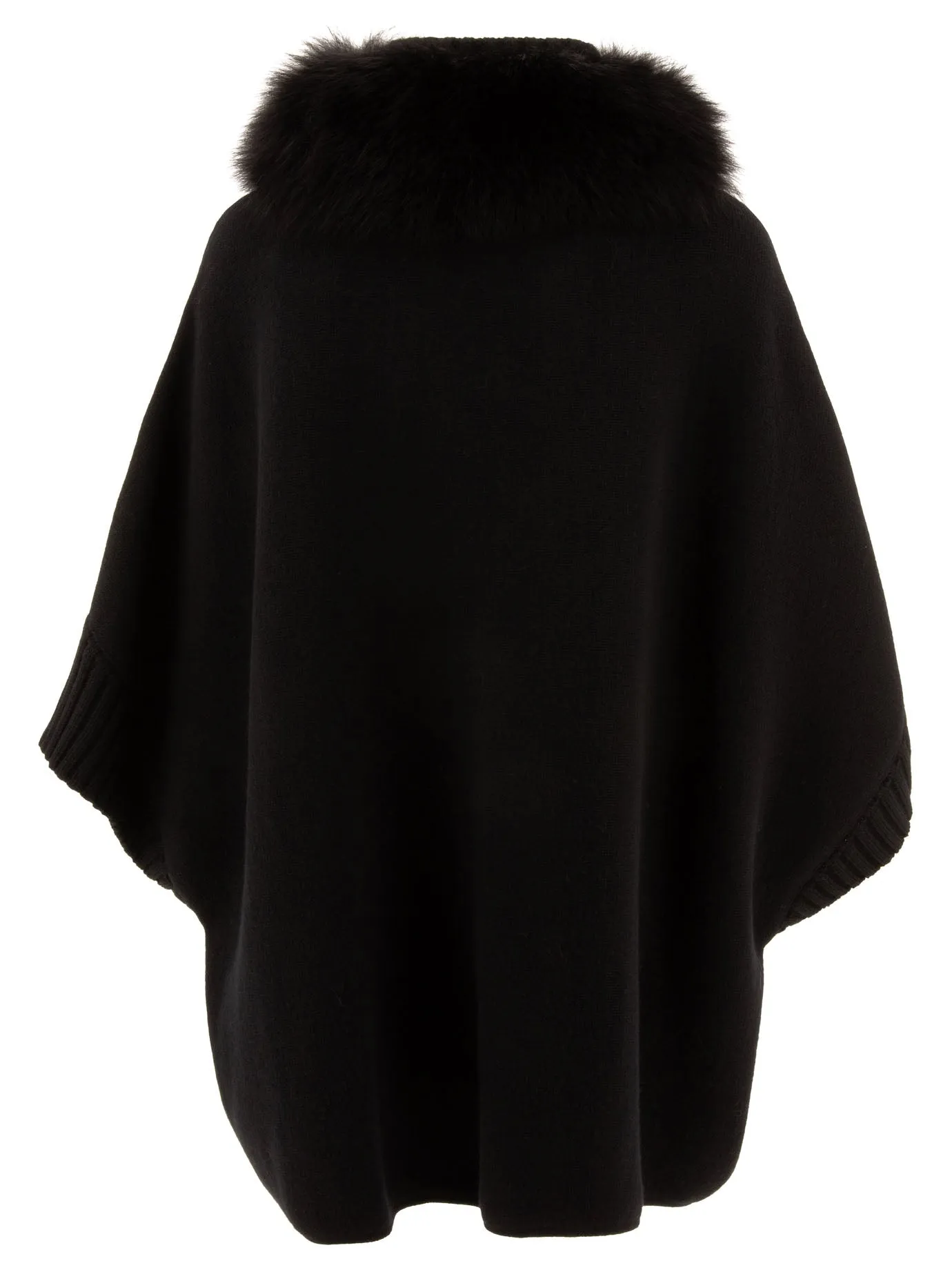 Black Wool Cashmere Poncho - GIOVI Luxe