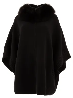 Black Wool Cashmere Poncho - GIOVI Luxe