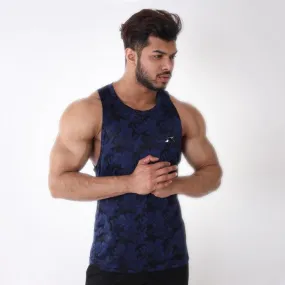 Blue Camouflage Tank Top with Deep Armholes on Sale at Midnight