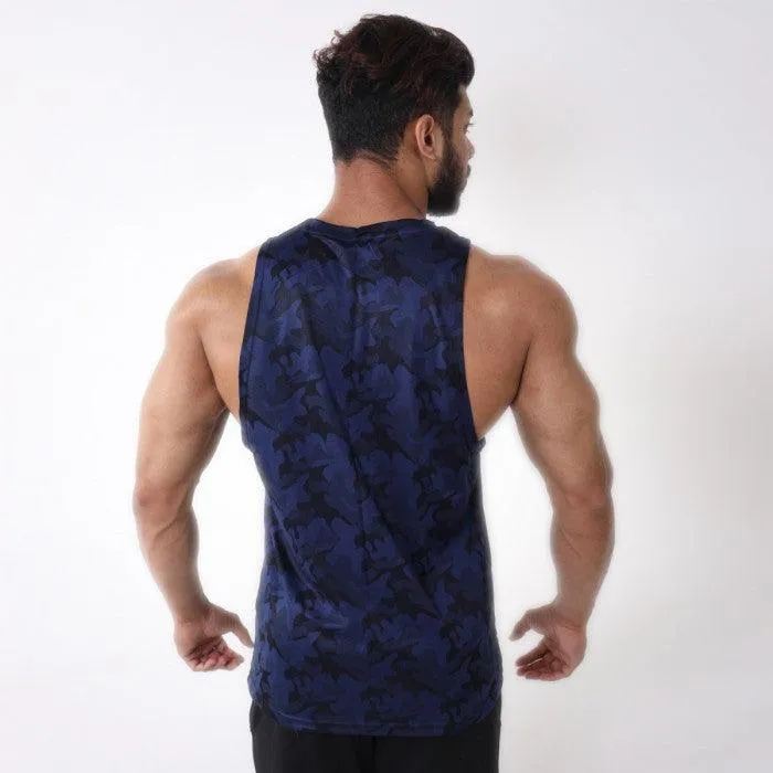 Blue Camouflage Tank Top with Deep Armholes on Sale at Midnight