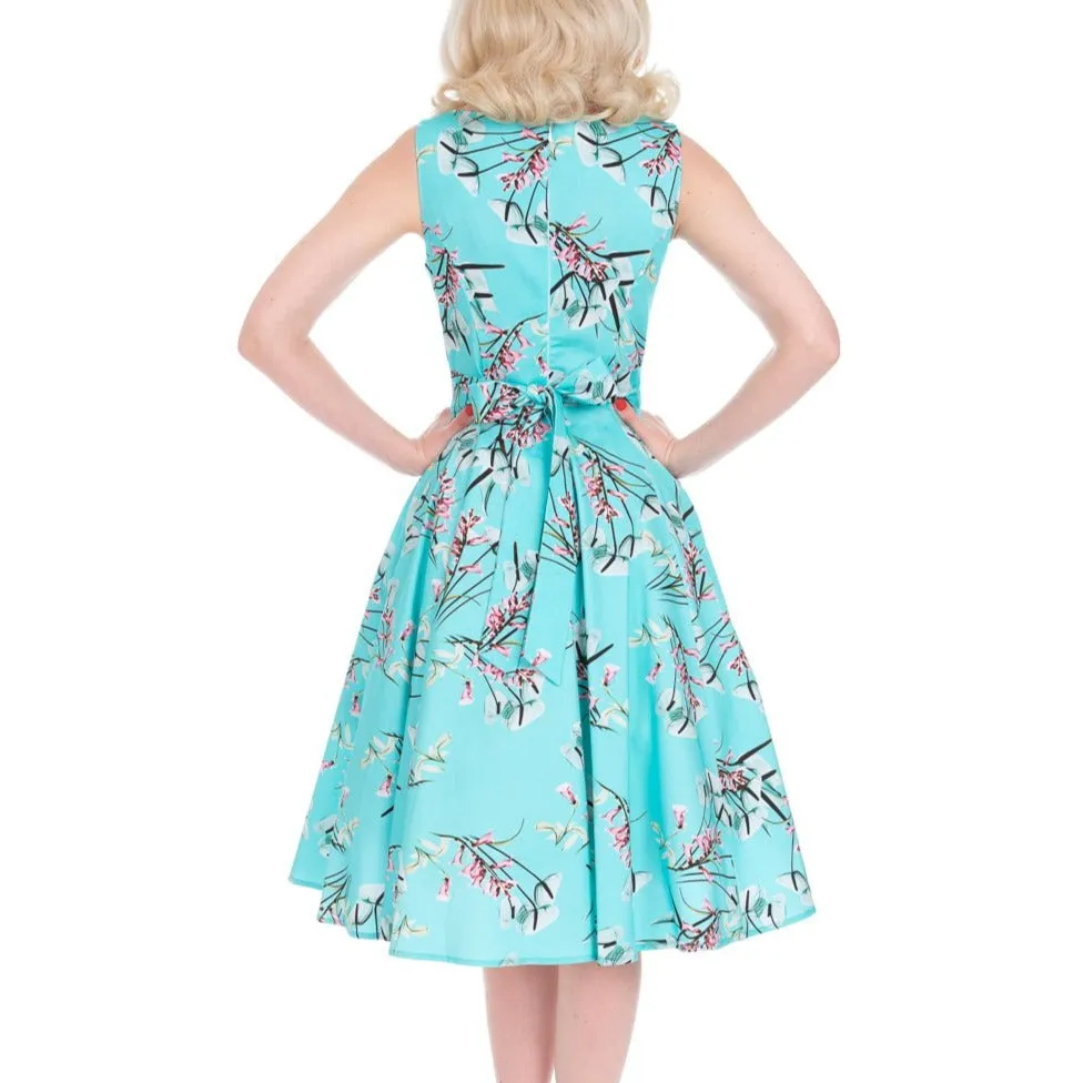 Blue Floral Rockabilly Swing Dress | Vintage Style 50s Fashion