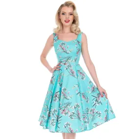 Blue Floral Rockabilly Swing Dress | Vintage Style 50s Fashion