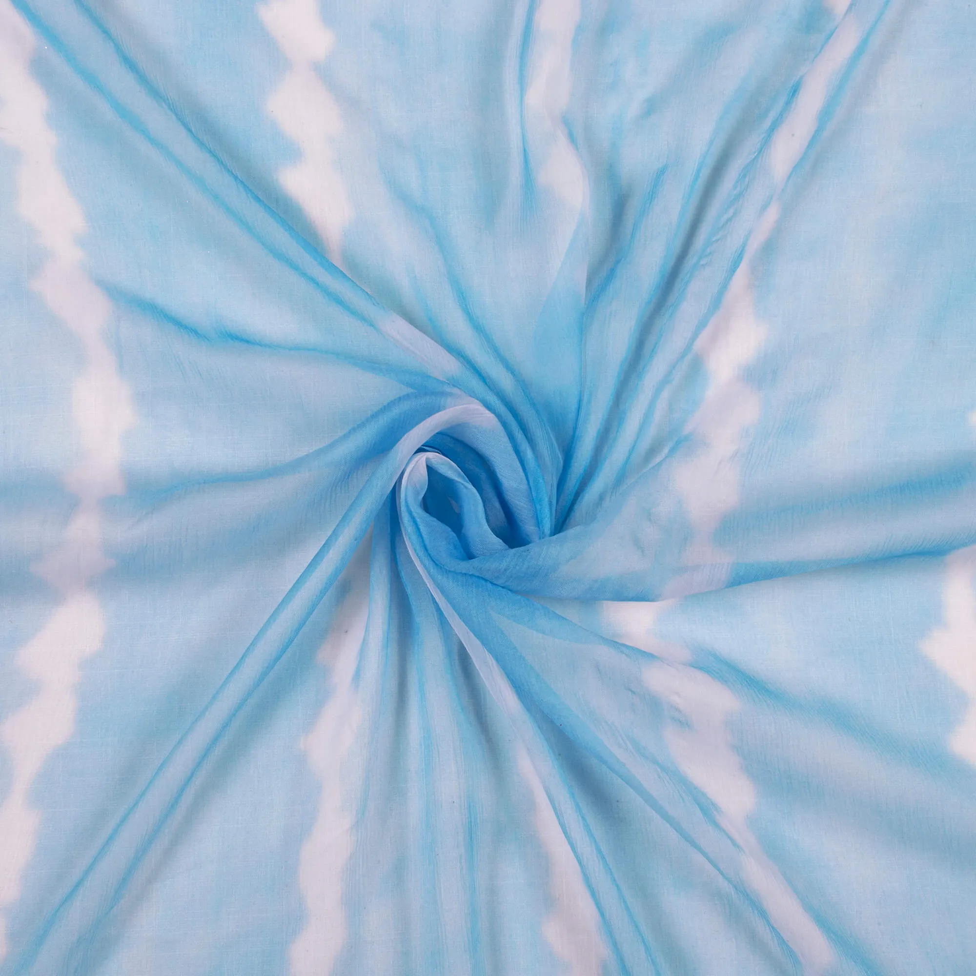 Blue Shibori Print Bemberg Chiffon Fabric