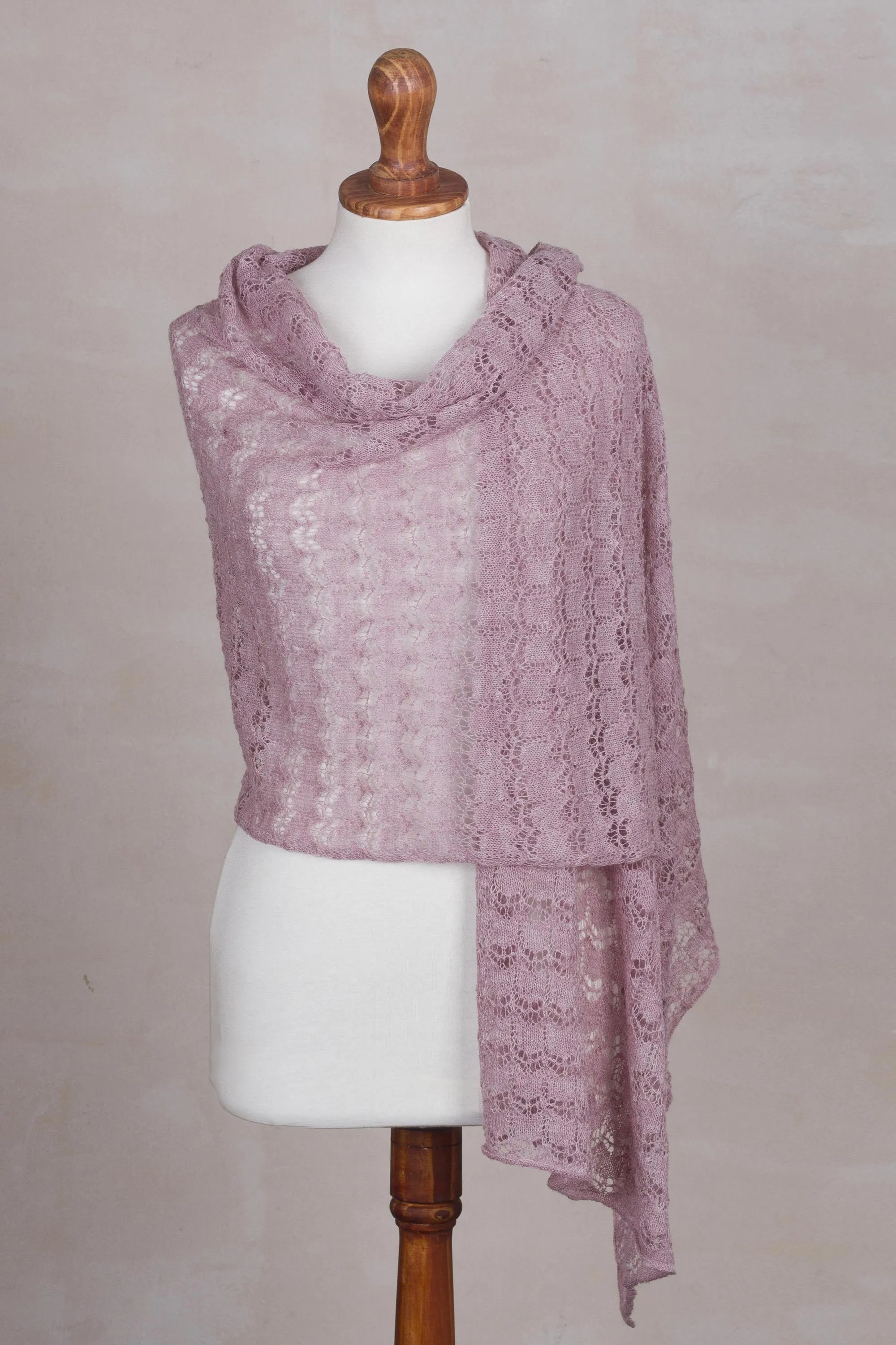 Blush Baby Alpaca Shawl - Dreamy Texture in 100% Baby Alpaca, Peru