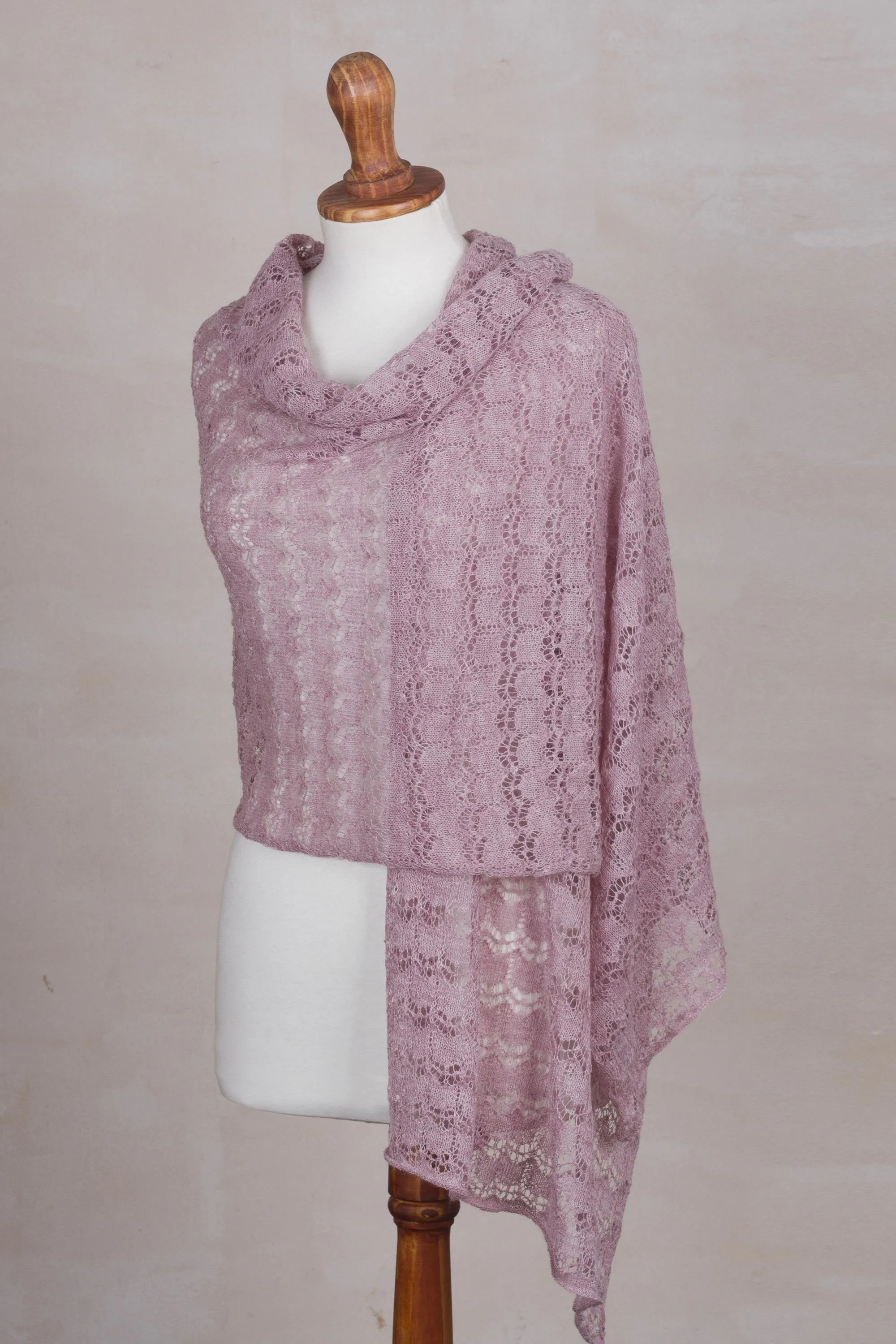 Blush Baby Alpaca Shawl - Dreamy Texture in 100% Baby Alpaca, Peru