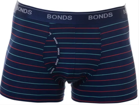 Bonds Microfibre Guyfront Trunk Underwear Pack - Navy/Red/Aqua Striped - 10 Pack