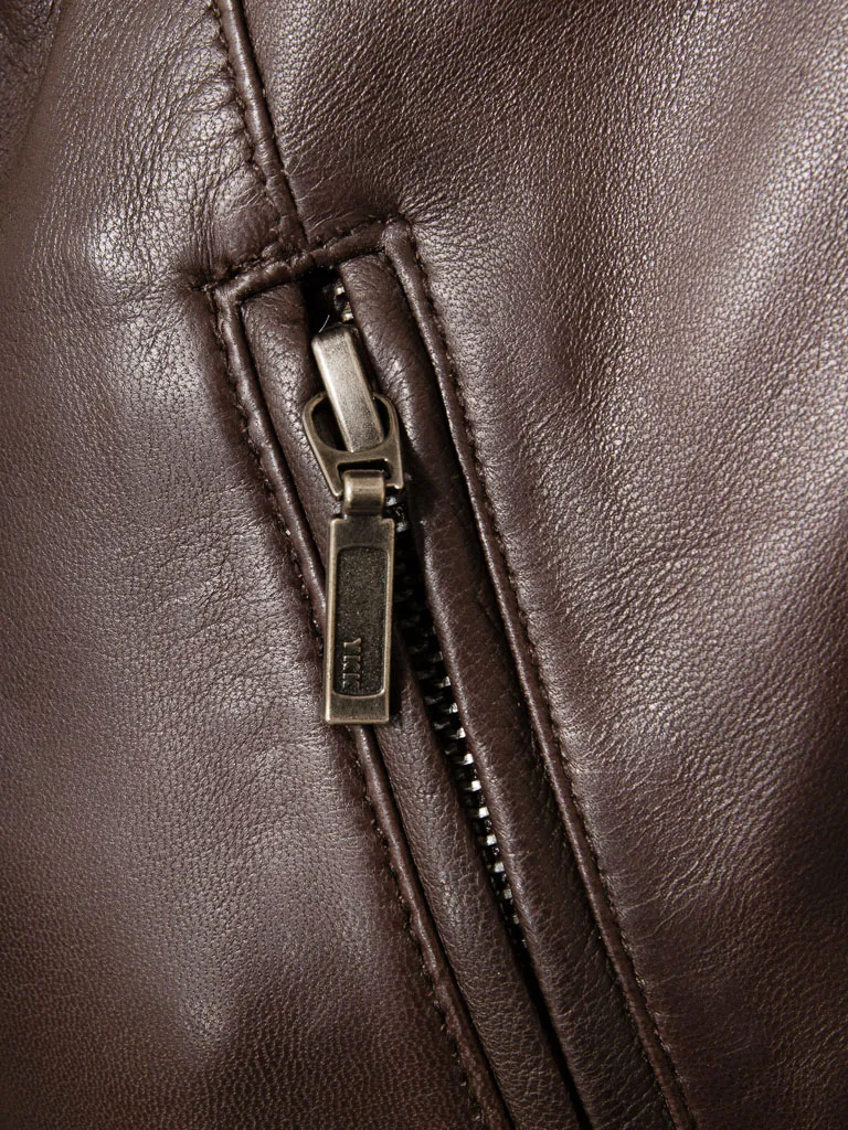 Brown Leather Women's Coat: Cottonton