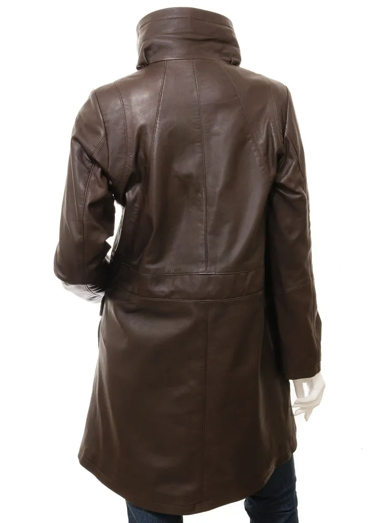 Brown Leather Women's Coat: Cottonton