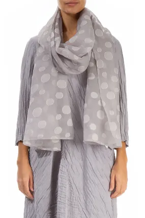 Bubbles Lilac Grey Silk Scarf