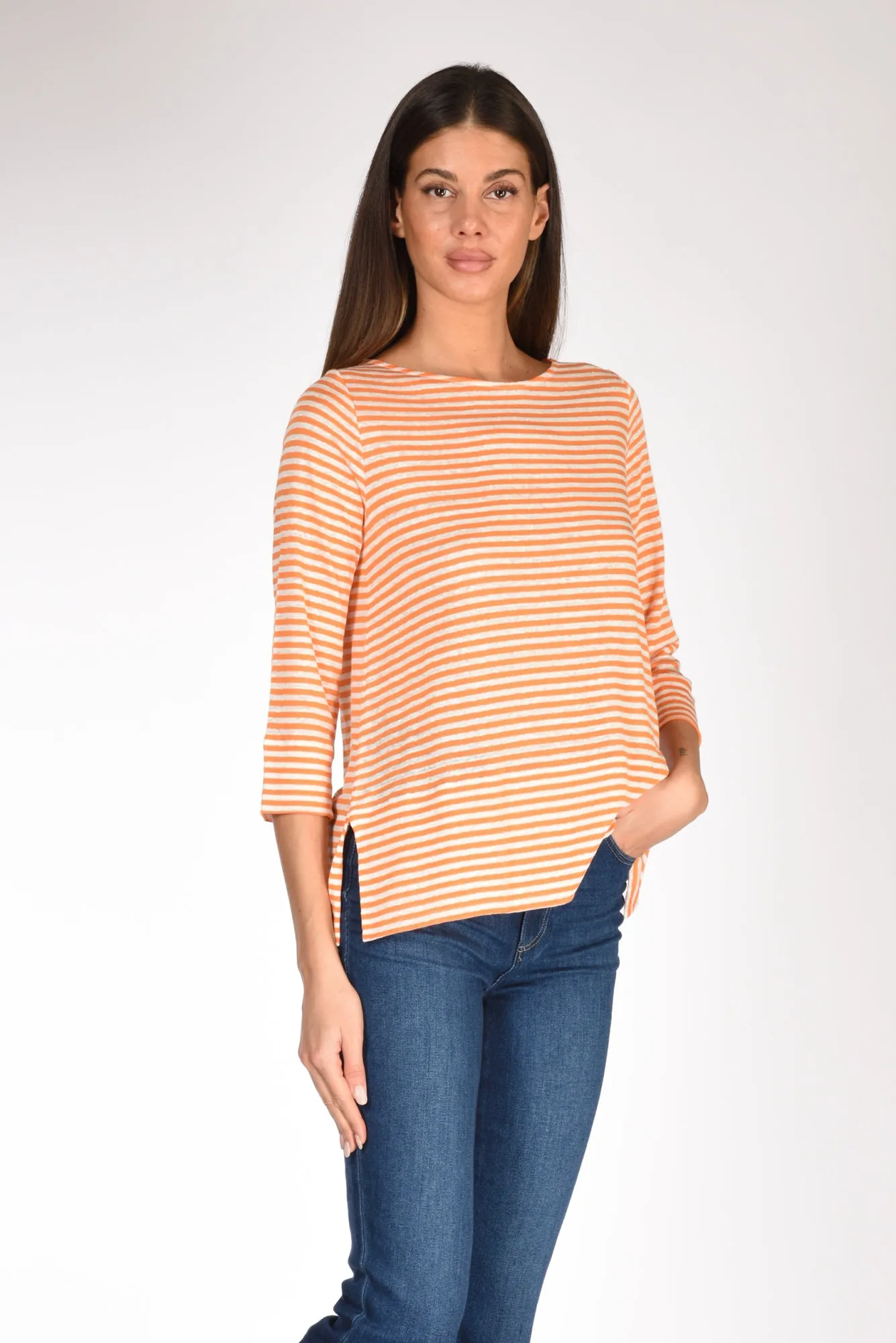 C-Zero Orange/White Striped Women's T-shirt