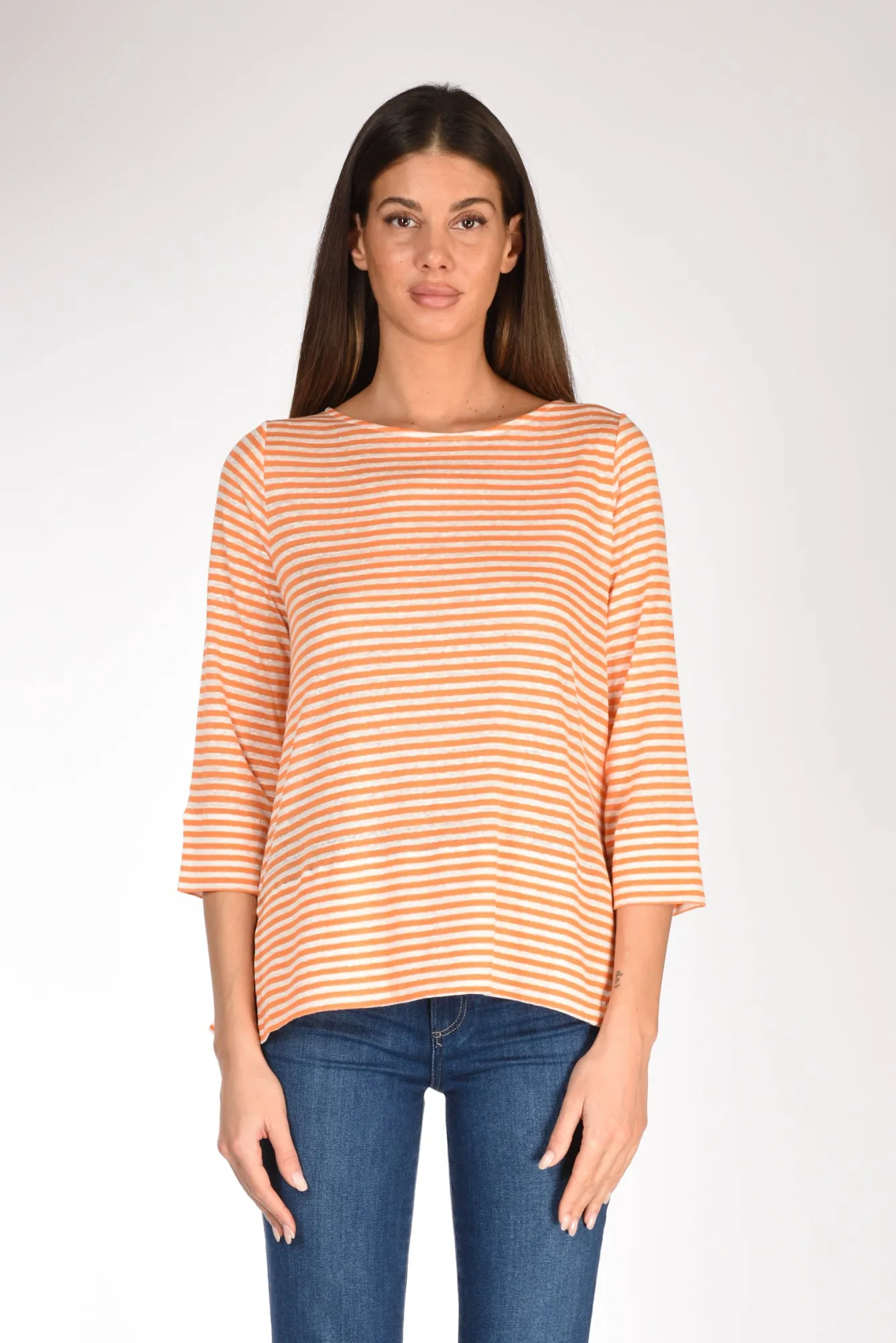 C-Zero Orange/White Striped Women's T-shirt