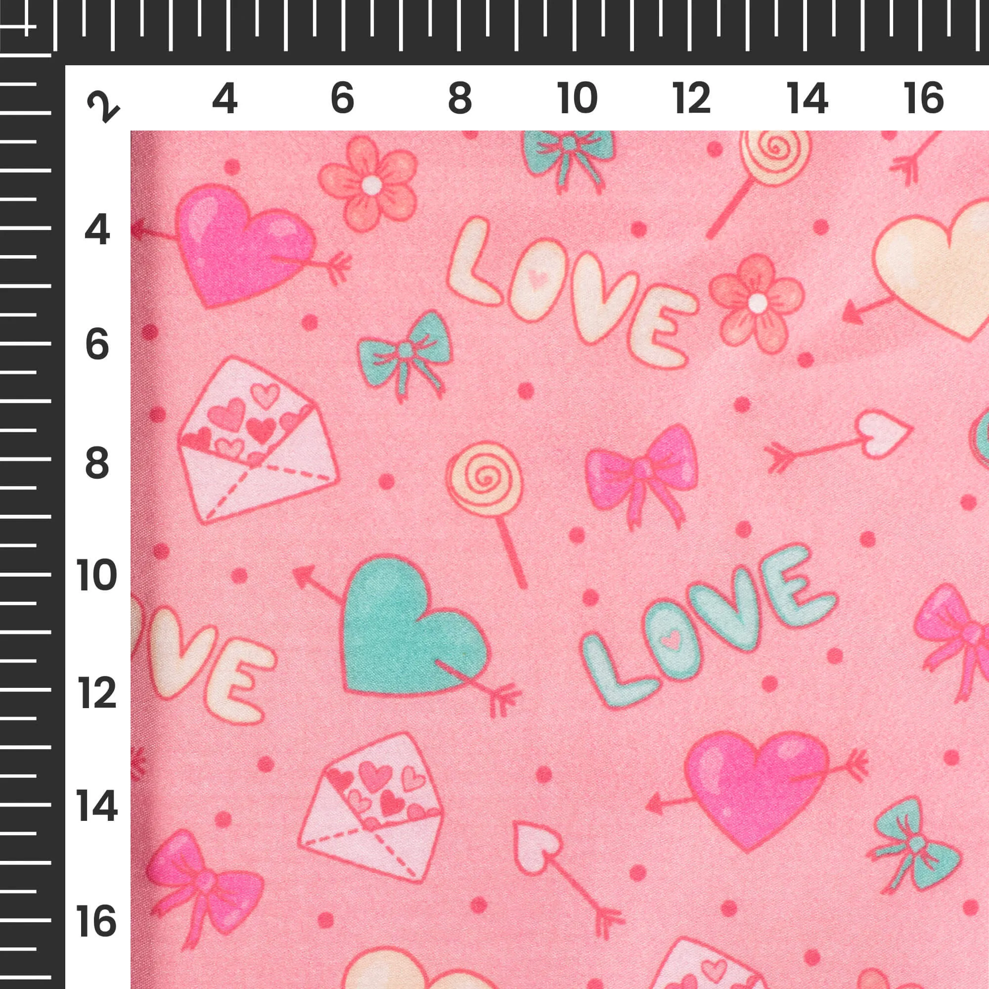 Candy Pink Heart Design Japanese Satin Fabric