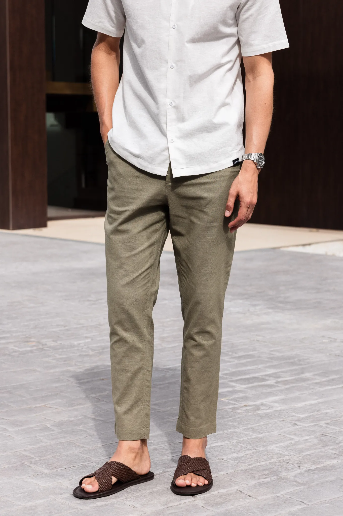 Olive LINEN Capo Pant