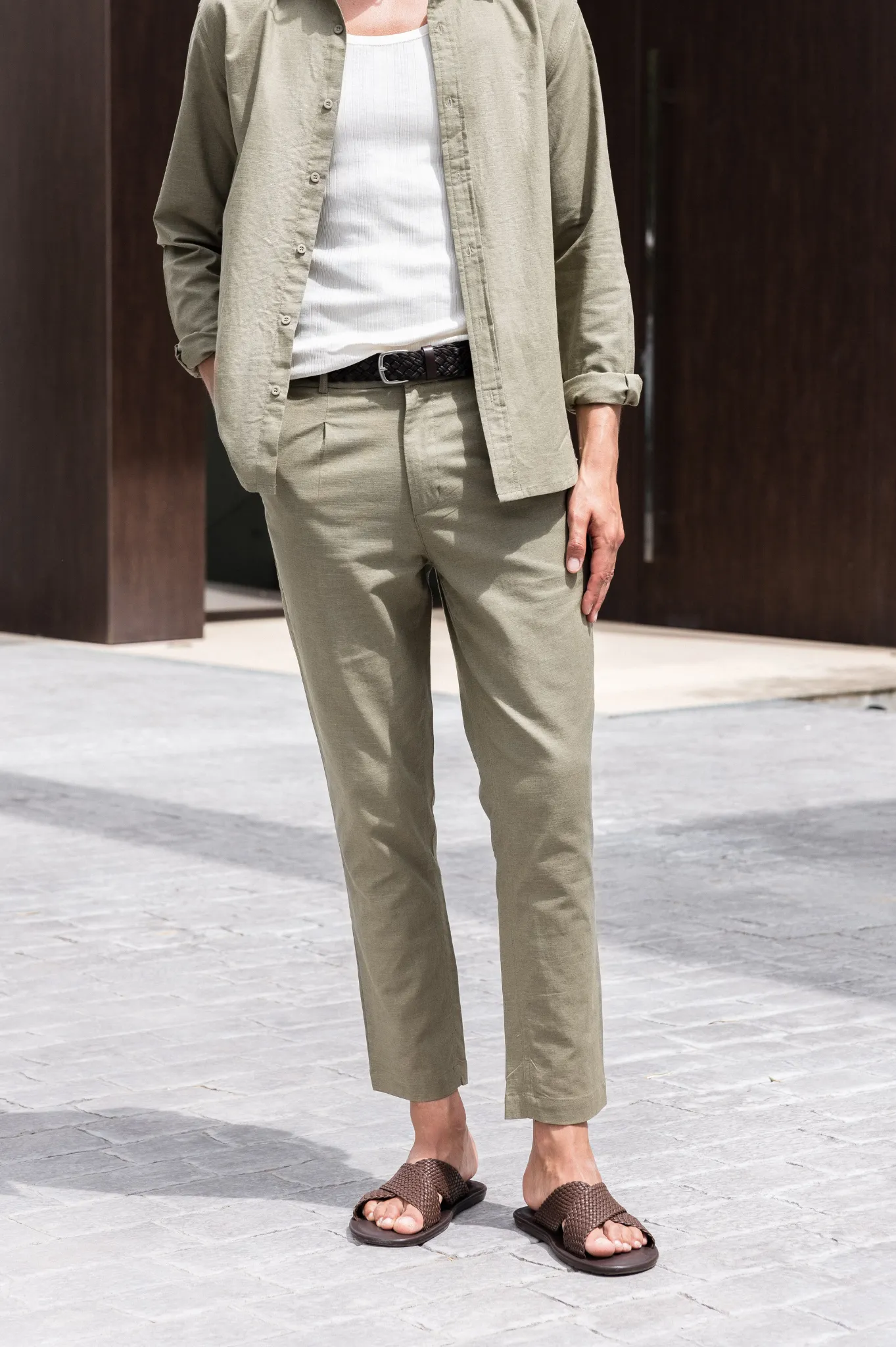 Olive LINEN Capo Pant