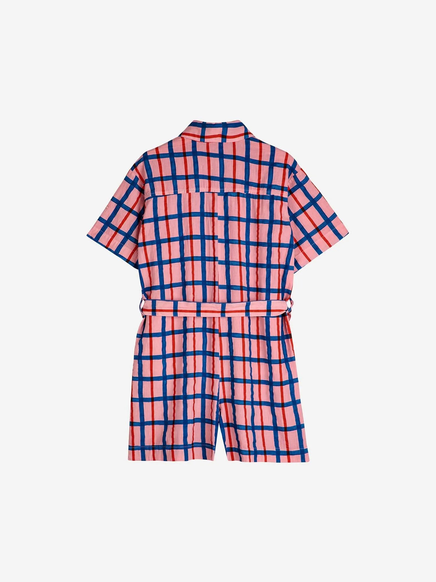 Checked Button-Up Short Romper