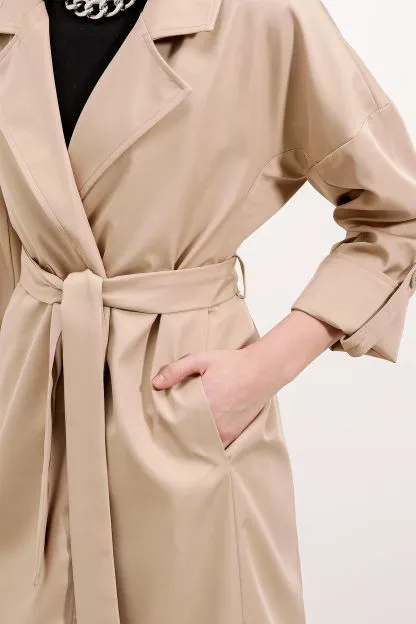 Classic Double Collar Long Trench Coat with Lining