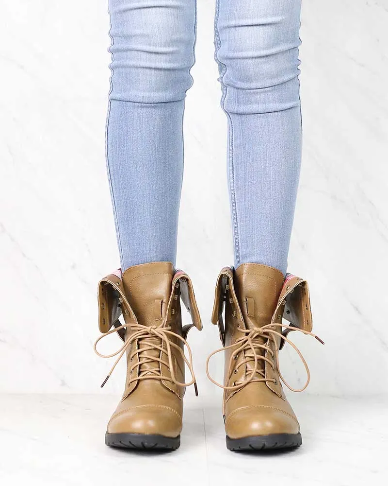 Clearance - Taupe Adjustable Combat Boots - Shop Now