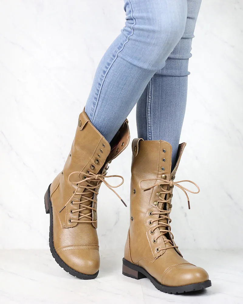 Clearance - Taupe Adjustable Combat Boots - Shop Now