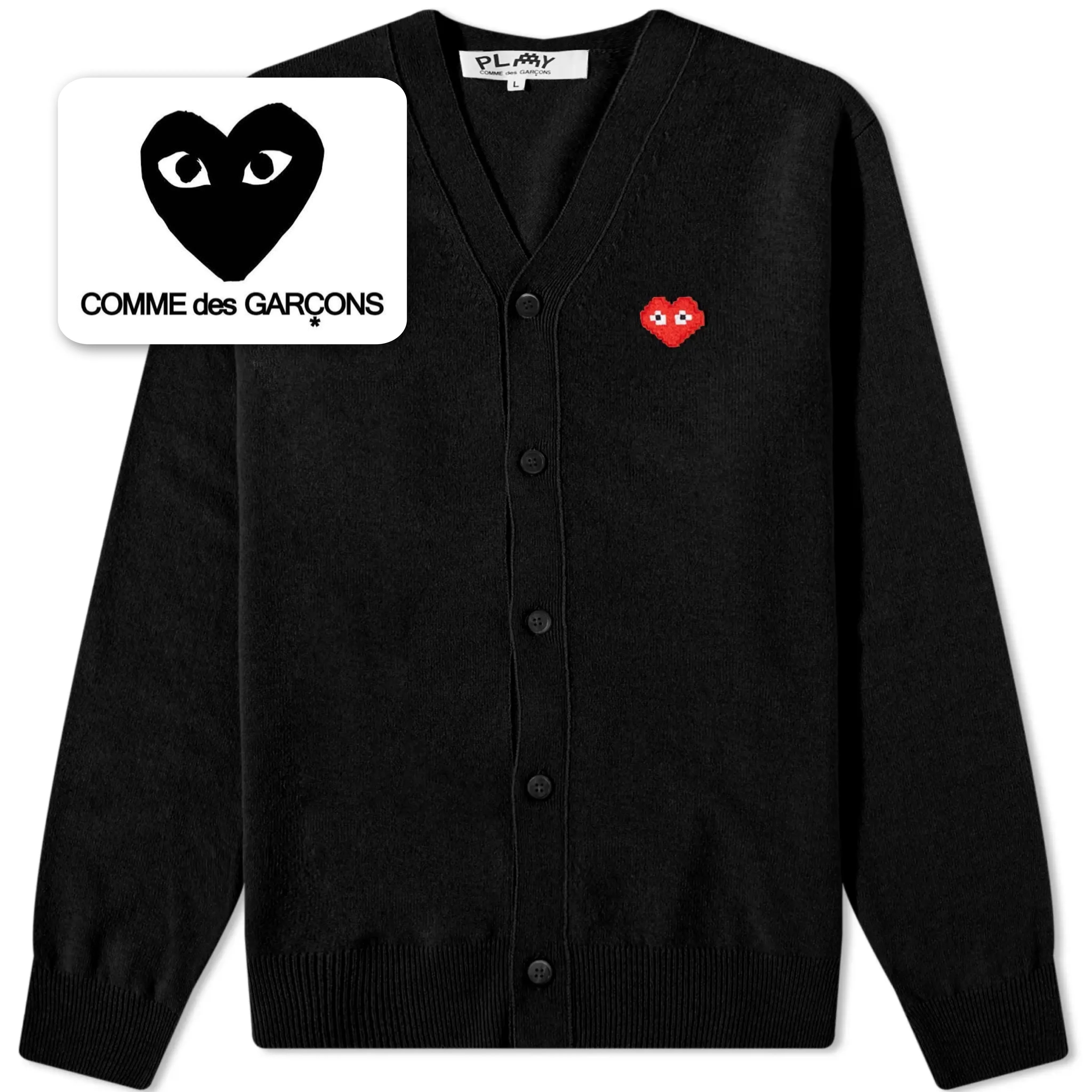 COMME des GARCONS Heart Unisex Street Style Plain Logo Designers Cardigans