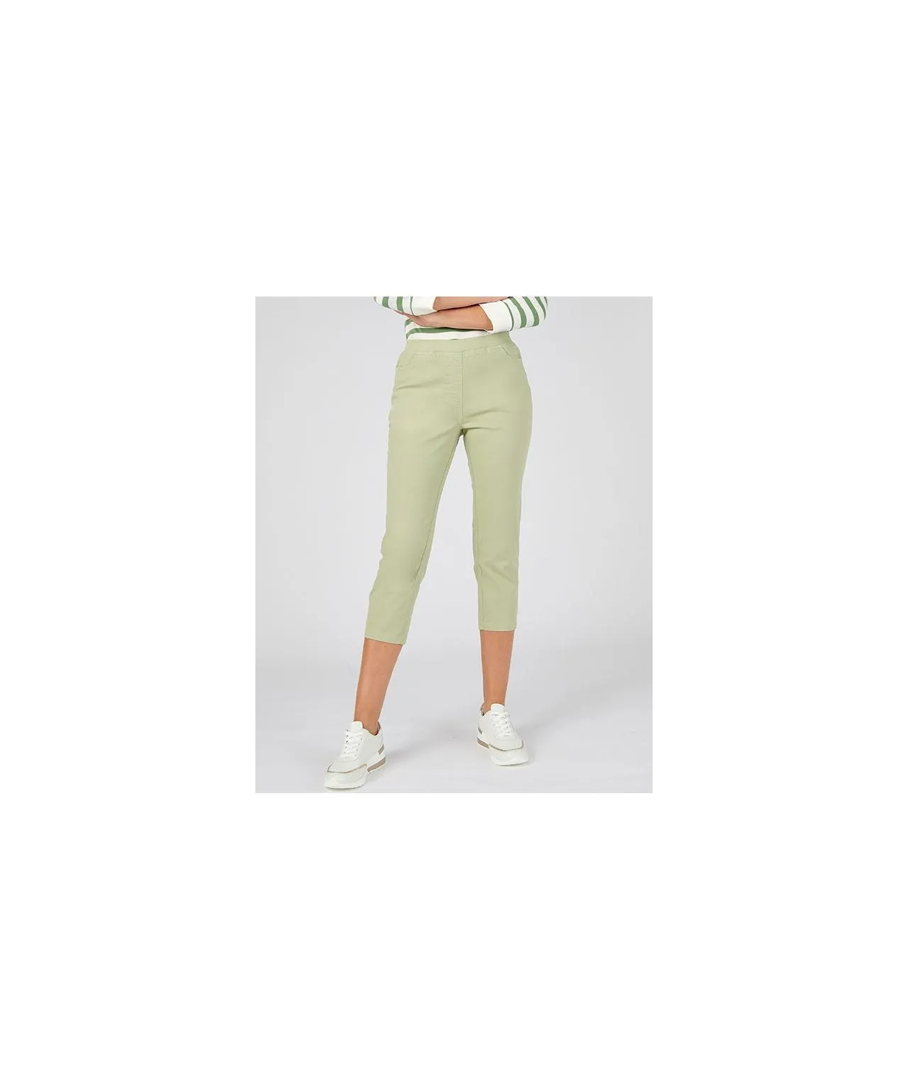 Cotton Rich Pull On Crop Trousers