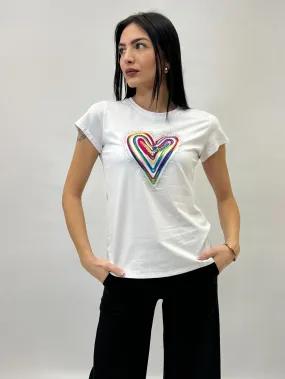 Cotton T-shirt with embroidered heart