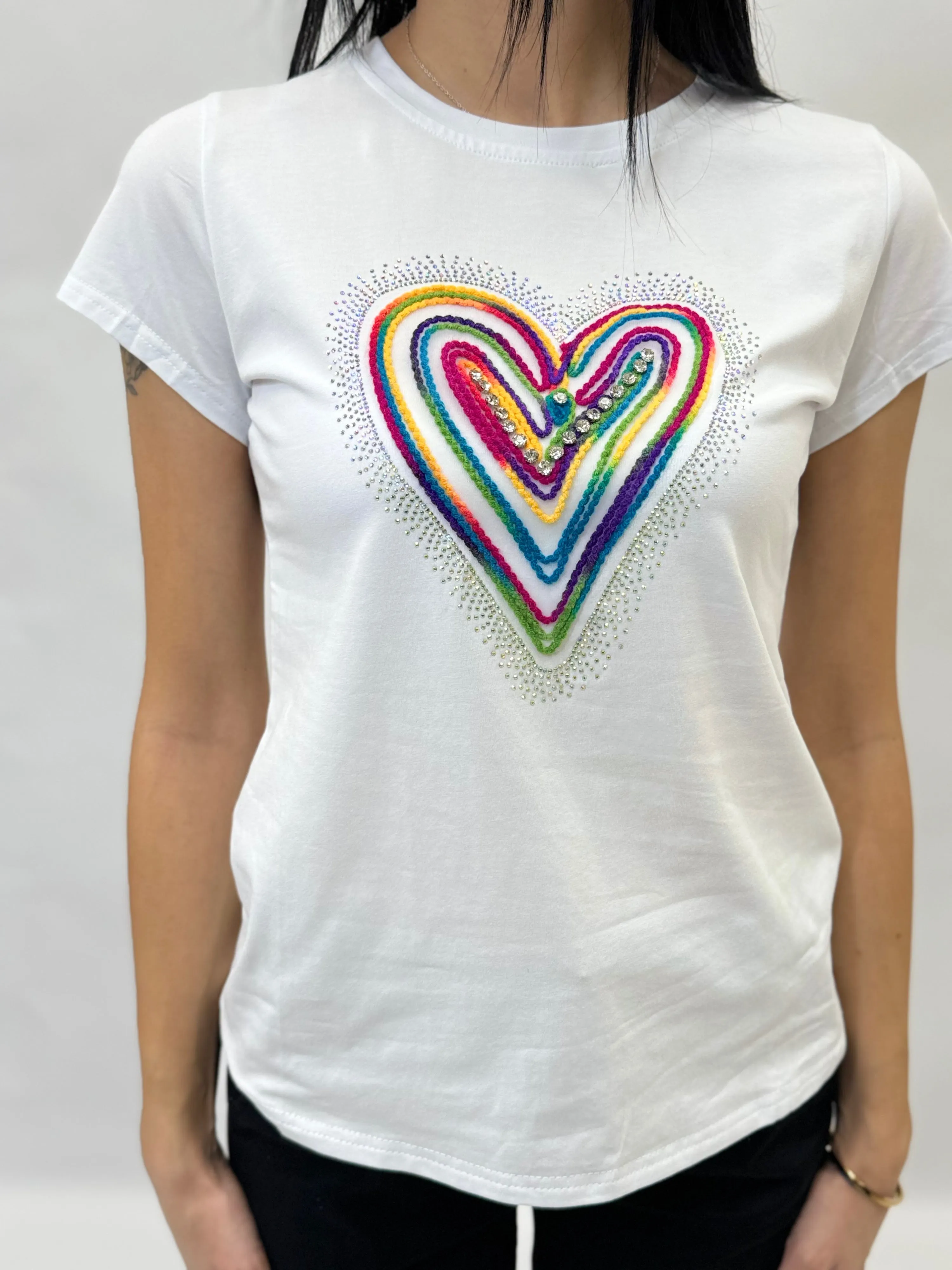 Cotton T-shirt with embroidered heart