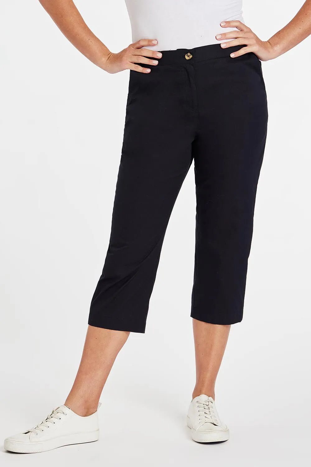 Cropped Elastic Waist Trousers