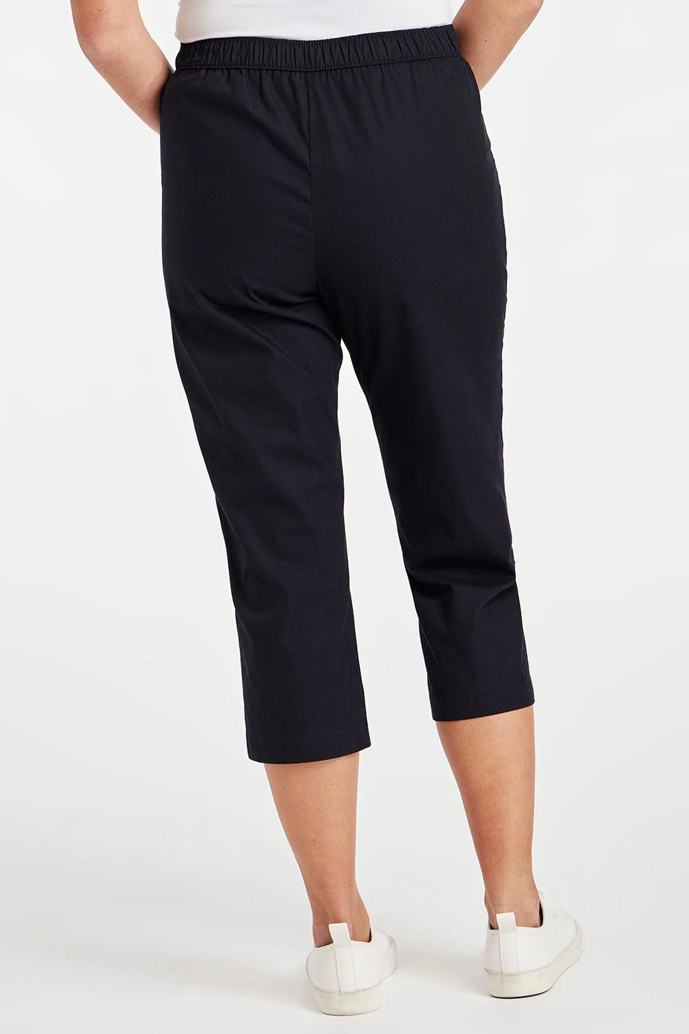 Cropped Elastic Waist Trousers