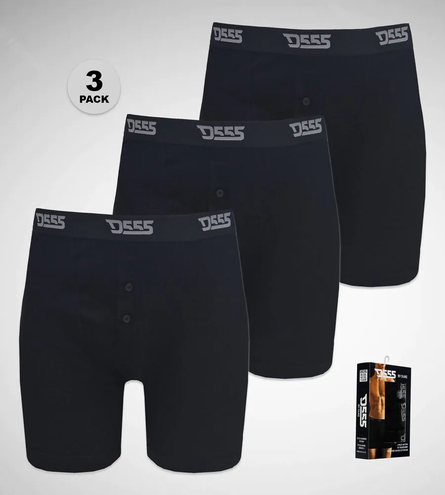 D555 Big Men's Black Cotton Boxer Shorts Pack of Three (DRIVER 2)